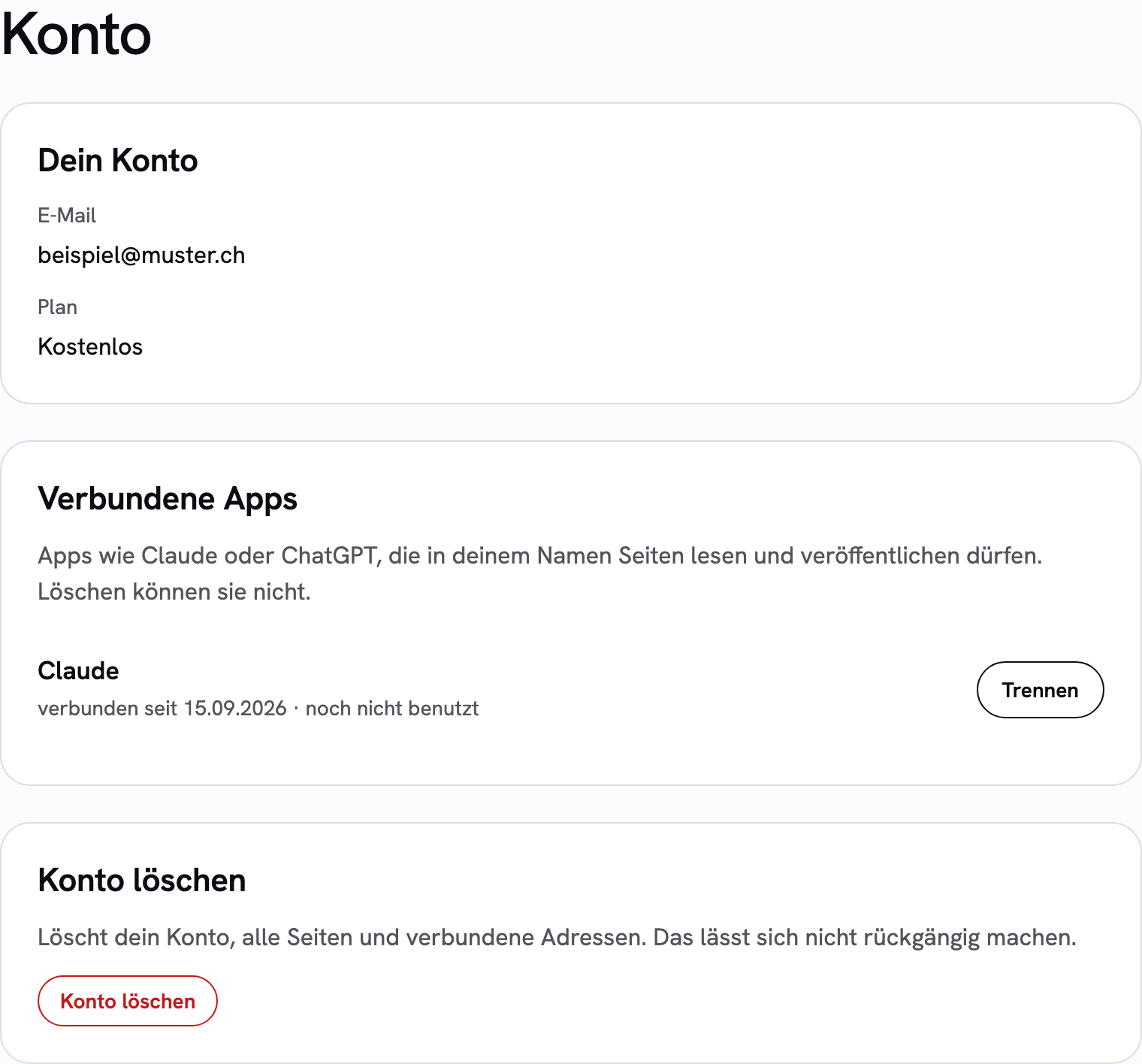 The connected apps under “Account” in the sharepa app